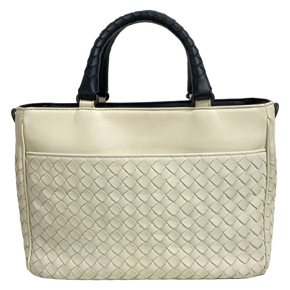 Bottega Veneta Intrecciato Tote Bag Cream Black